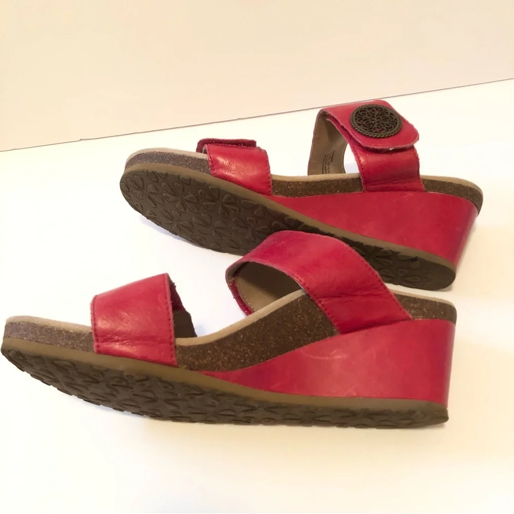 Aetrex Marilyn Leather Wedge Sandals 42 10.5 11